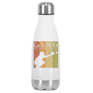 Baseball Periodic Table Elements Nerd Baseball Catcher Retro Stainless Steel Insulated Water Bottle