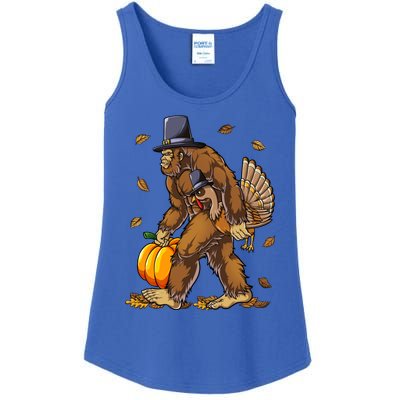 Bigfoot Pilgrim Turkey Pumpkin Thanksgiving Day Funny Gift Ladies Essential Tank