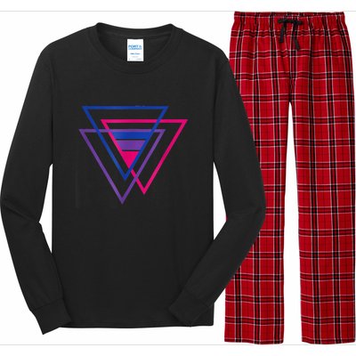 Bi Pride Triangle Shirt, BiSexual Pride Gift, Bi Flag Tee Long Sleeve Pajama Set