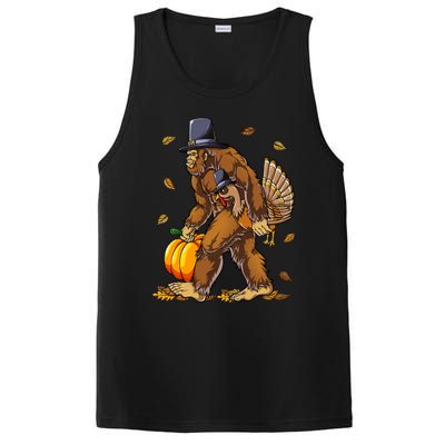 Bigfoot Pilgrim Turkey Pumpkin Thanksgiving Day PosiCharge Competitor Tank