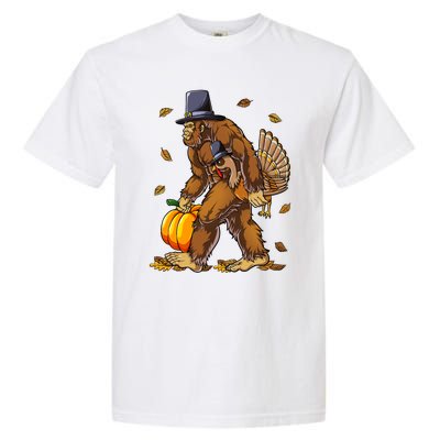 Bigfoot Pilgrim Turkey Pumpkin Thanksgiving Day Garment-Dyed Heavyweight T-Shirt