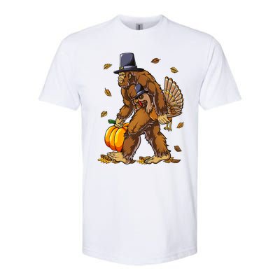 Bigfoot Pilgrim Turkey Pumpkin Thanksgiving Day Softstyle CVC T-Shirt