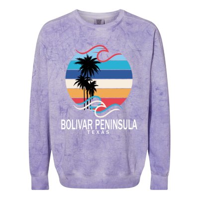 Bolivar Peninsula Texas Beach Surfing Funny Gift Colorblast Crewneck Sweatshirt