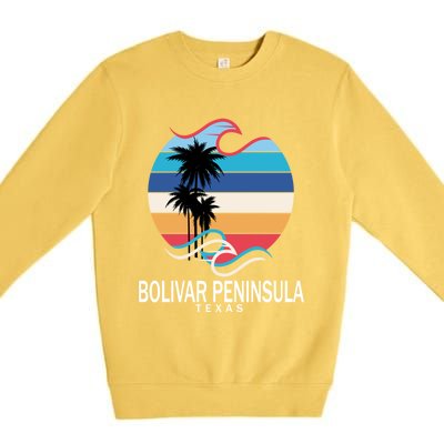 Bolivar Peninsula Texas Beach Surfing Funny Gift Premium Crewneck Sweatshirt