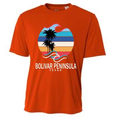 Bolivar Peninsula Texas Beach Surfing Funny Gift Cooling Performance Crew T-Shirt