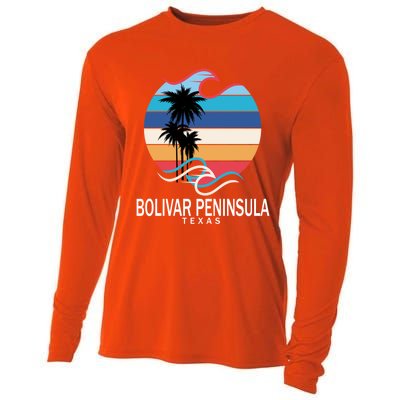 Bolivar Peninsula Texas Beach Surfing Funny Gift Cooling Performance Long Sleeve Crew