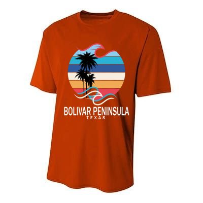 Bolivar Peninsula Texas Beach Surfing Funny Gift Performance Sprint T-Shirt