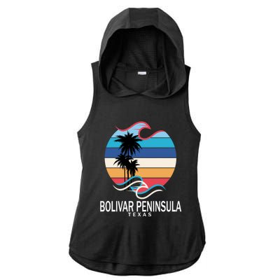 Bolivar Peninsula Texas Beach Surfing Funny Gift Ladies PosiCharge Tri-Blend Wicking Draft Hoodie Tank