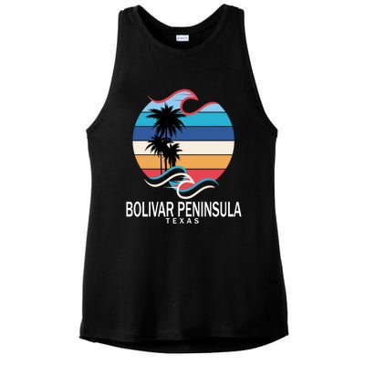 Bolivar Peninsula Texas Beach Surfing Funny Gift Ladies PosiCharge Tri-Blend Wicking Tank