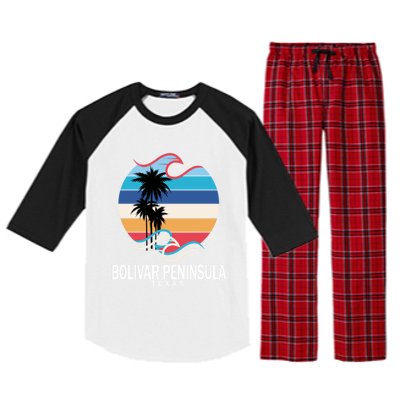 Bolivar Peninsula Texas Beach Surfing Funny Gift Raglan Sleeve Pajama Set