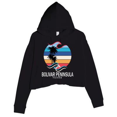 Bolivar Peninsula Texas Beach Surfing Funny Gift Crop Fleece Hoodie