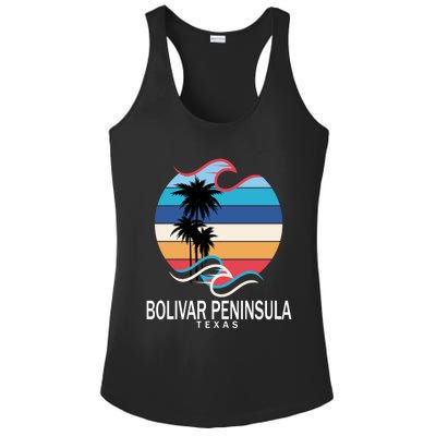 Bolivar Peninsula Texas Beach Surfing Funny Gift Ladies PosiCharge Competitor Racerback Tank