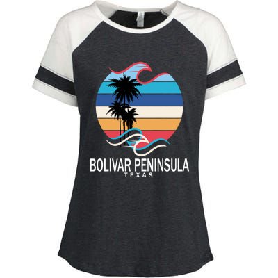 Bolivar Peninsula Texas Beach Surfing Funny Gift Enza Ladies Jersey Colorblock Tee