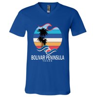 Bolivar Peninsula Texas Beach Surfing Funny Gift V-Neck T-Shirt