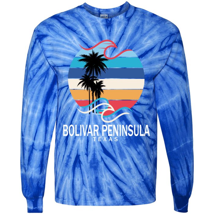 Bolivar Peninsula Texas Beach Surfing Funny Gift Tie-Dye Long Sleeve Shirt