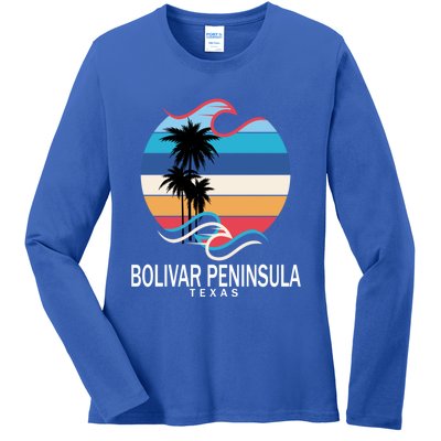 Bolivar Peninsula Texas Beach Surfing Funny Gift Ladies Long Sleeve Shirt