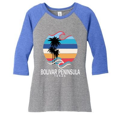 Bolivar Peninsula Texas Beach Surfing Funny Gift Women's Tri-Blend 3/4-Sleeve Raglan Shirt