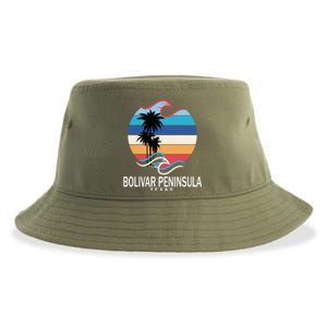 Bolivar Peninsula Texas Beach Surfing Funny Gift Sustainable Bucket Hat