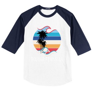 Bolivar Peninsula Texas Beach Surfing Funny Gift Baseball Sleeve Shirt