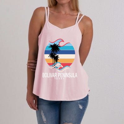 Bolivar Peninsula Texas Beach Surfing Funny Gift Women's Strappy Tank