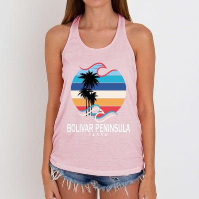 Bolivar Peninsula Texas Beach Surfing Funny Gift Women's Knotted Racerback Tank