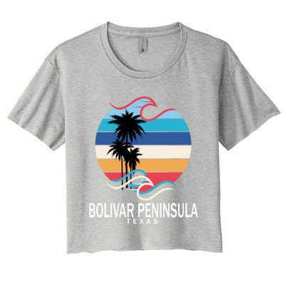 Bolivar Peninsula Texas Beach Surfing Funny Gift Women's Crop Top Tee