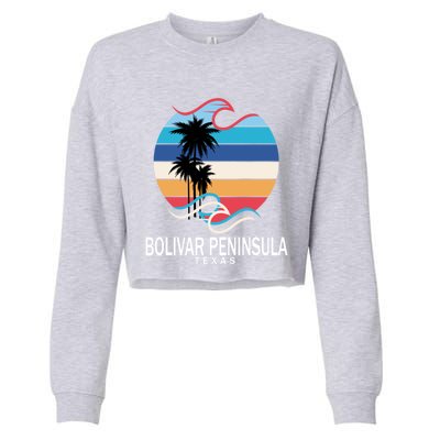 Bolivar Peninsula Texas Beach Surfing Funny Gift Cropped Pullover Crew