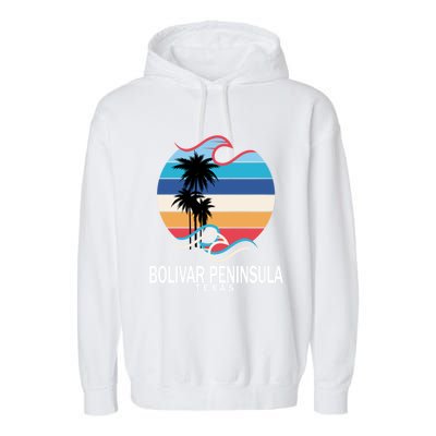 Bolivar Peninsula Texas Beach Surfing Funny Gift Garment-Dyed Fleece Hoodie