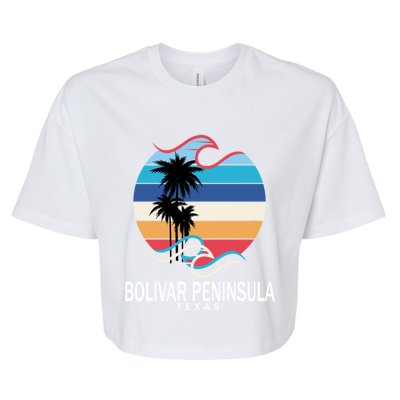 Bolivar Peninsula Texas Beach Surfing Funny Gift Bella+Canvas Jersey Crop Tee