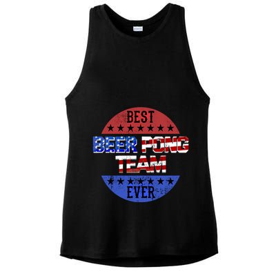 Beer Pong Team Player Independence Day Patriotic Usa Flag Gift Ladies PosiCharge Tri-Blend Wicking Tank