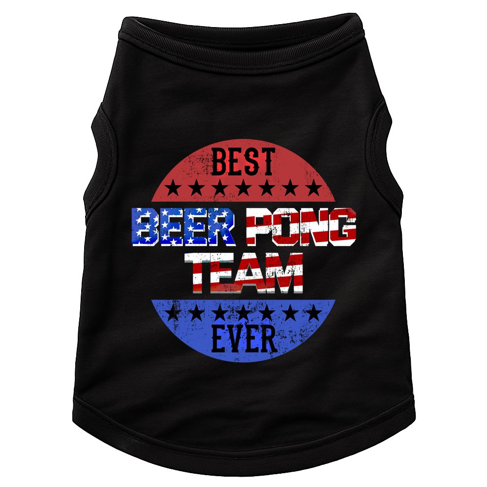 Beer Pong Team Player Independence Day Patriotic Usa Flag Gift Doggie Tank