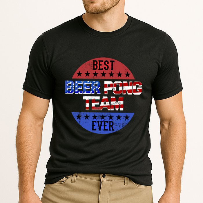 Beer Pong Team Player Independence Day Patriotic Usa Flag Gift Cooling Performance Crew T-Shirt