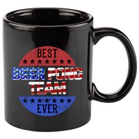Beer Pong Team Player Independence Day Patriotic Usa Flag Gift 11oz C Handle Ceramic Mug