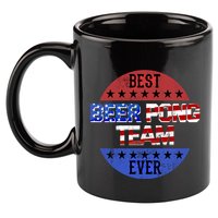 Beer Pong Team Player Independence Day Patriotic Usa Flag Gift 11oz C Handle Ceramic Mug