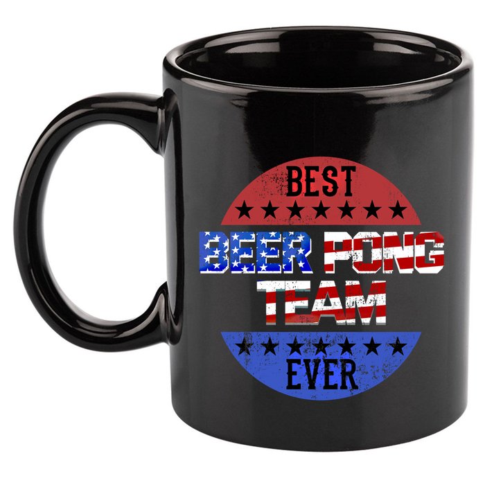 Beer Pong Team Player Independence Day Patriotic Usa Flag Gift 11oz C Handle Ceramic Mug