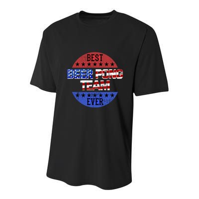 Beer Pong Team Player Independence Day Patriotic Usa Flag Gift Youth Performance Sprint T-Shirt