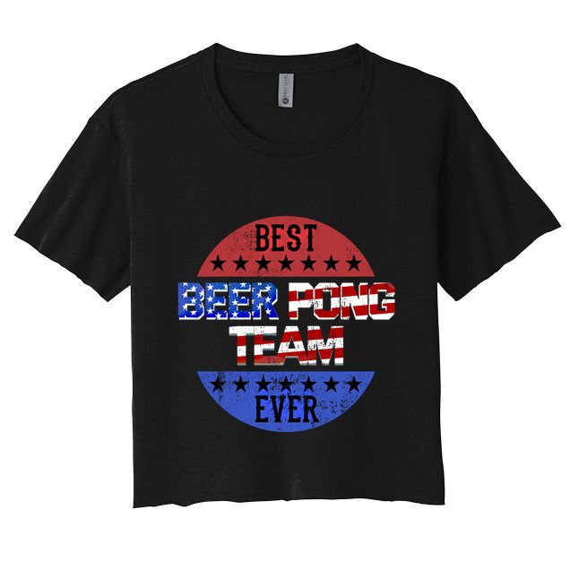 Beer Pong Team Player Independence Day Patriotic Usa Flag Gift Crop Top