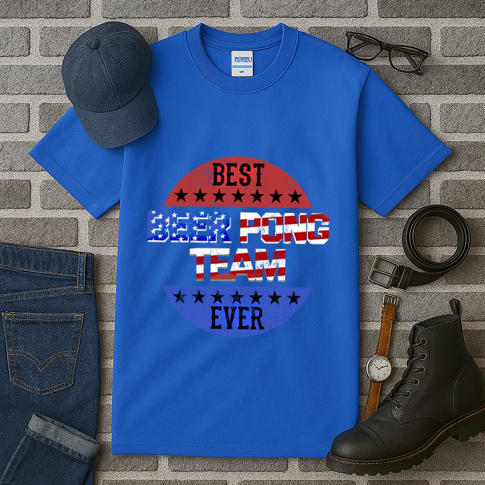 Beer Pong Team Player Independence Day Patriotic Usa Flag Gift Tall T-Shirt