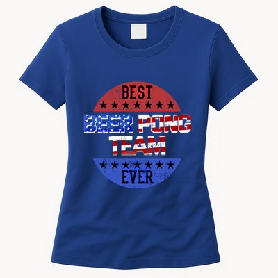 Beer Pong Team Player Independence Day Patriotic Usa Flag Gift Womens T-Shirt