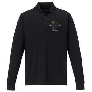 Bolivar Peninsula Texas Heartbeat Surfing Surfer Gift Performance Long Sleeve Polo