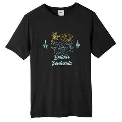 Bolivar Peninsula Texas Heartbeat Surfing Surfer Gift Tall Fusion ChromaSoft Performance T-Shirt