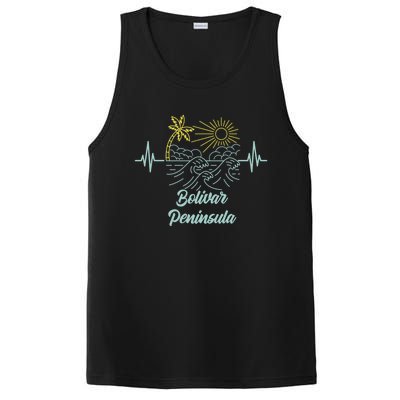 Bolivar Peninsula Texas Heartbeat Surfing Surfer Gift PosiCharge Competitor Tank