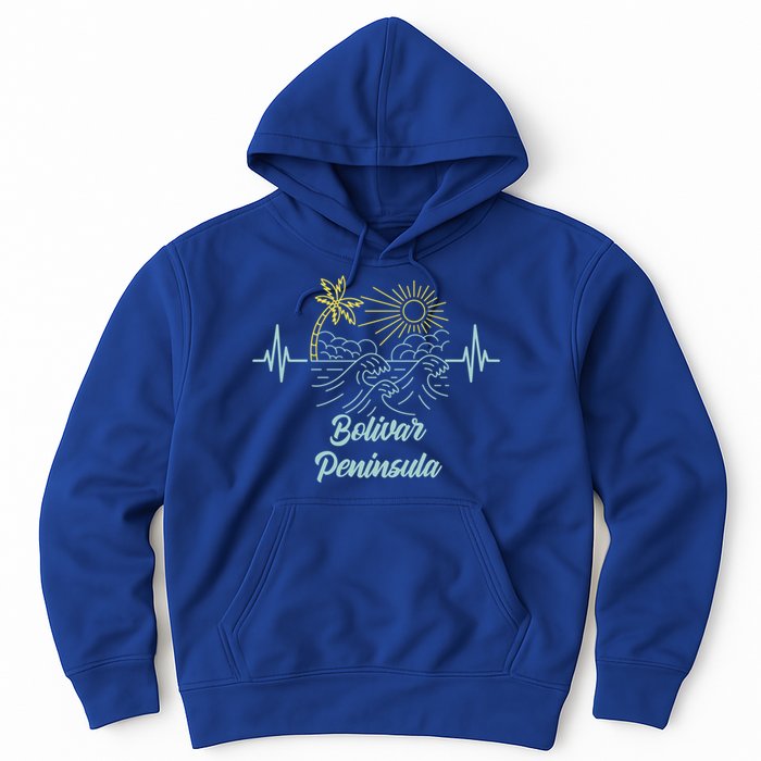 Bolivar Peninsula Texas Heartbeat Surfing Surfer Gift Hoodie