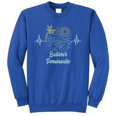 Bolivar Peninsula Texas Heartbeat Surfing Surfer Gift Sweatshirt