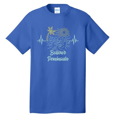 Bolivar Peninsula Texas Heartbeat Surfing Surfer Gift Tall T-Shirt