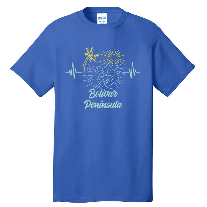 Bolivar Peninsula Texas Heartbeat Surfing Surfer Gift Tall T-Shirt