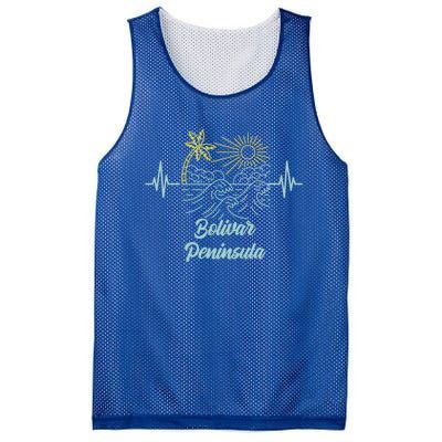 Bolivar Peninsula Texas Heartbeat Surfing Surfer Gift Mesh Reversible Basketball Jersey Tank