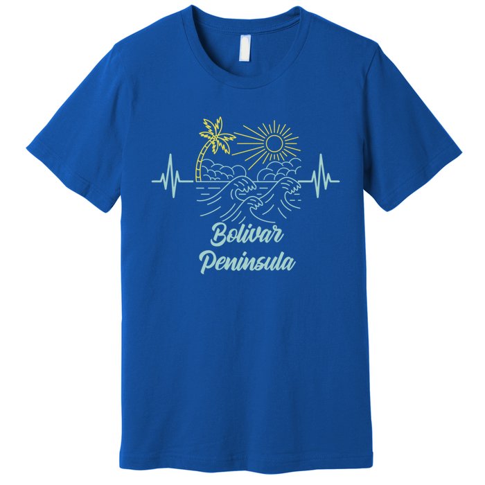 Bolivar Peninsula Texas Heartbeat Surfing Surfer Gift Premium T-Shirt