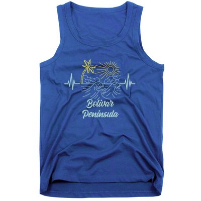 Bolivar Peninsula Texas Heartbeat Surfing Surfer Gift Tank Top