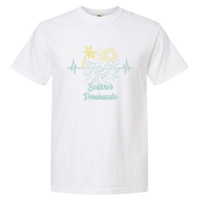 Bolivar Peninsula Texas Heartbeat Surfing Surfer Gift Garment-Dyed Heavyweight T-Shirt